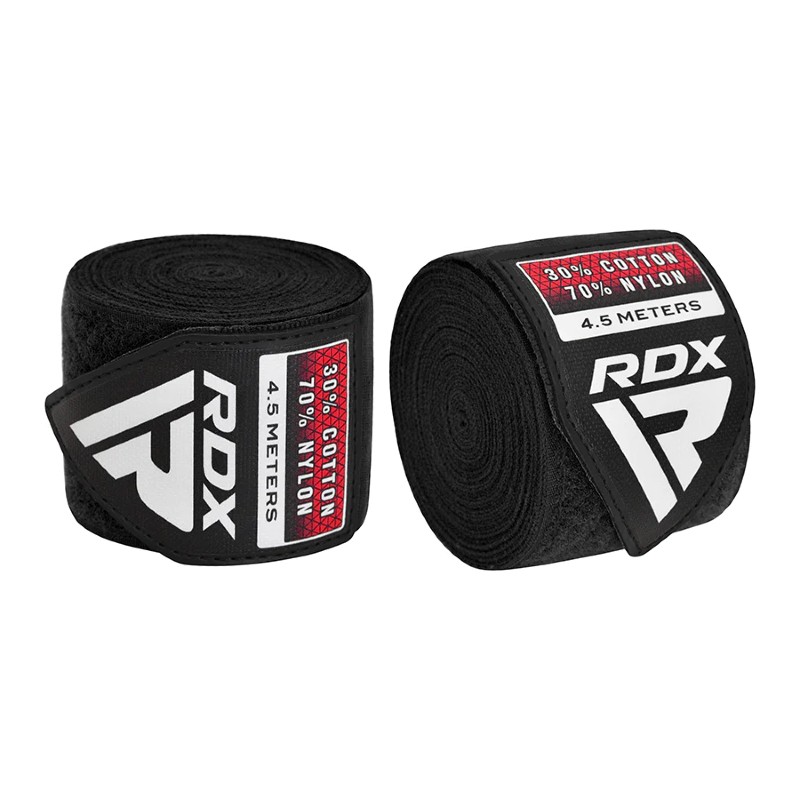 RDX Sports WX 4.5m Boxing Hand Wraps with Thumb Loop (Black)